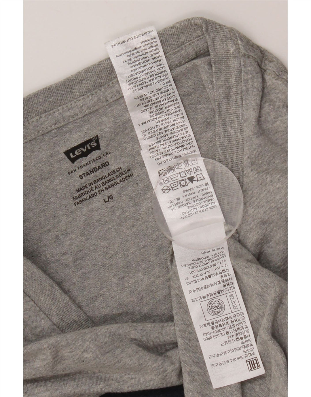 Levi's Herre Standard Grafisk T-Shirt Top Stor Grå Flecked Bomuld