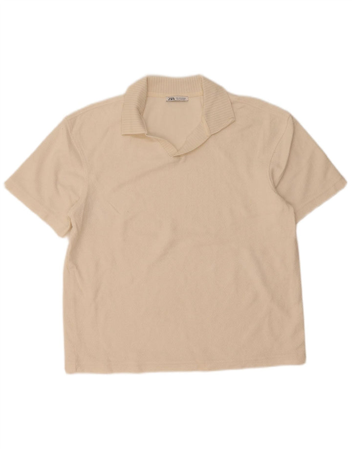 Zara Herre Polo Shirt Small Off White