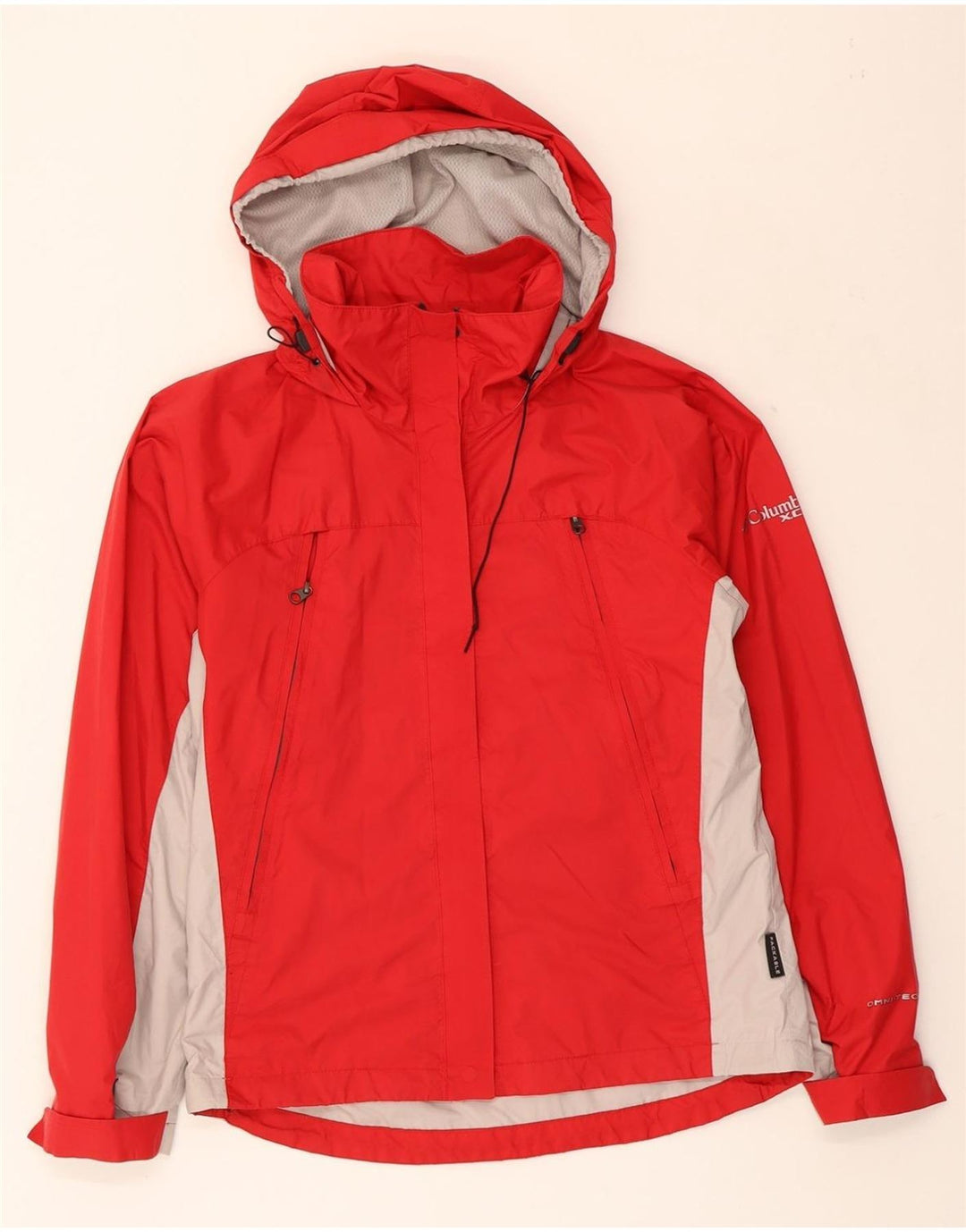COLUMBIA Womens Omni-Tech Oversized Rain Jacket UK 10 Small Red Vintage Columbia and Second-Hand Columbia from Messina Hembry 