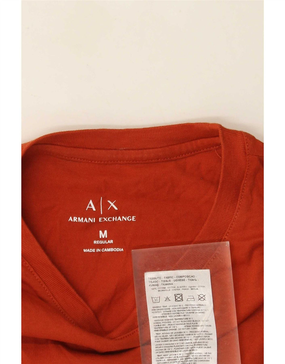 Armani Exchange Herre Regular Fit T-shirt Top Medium Orange Bomuld