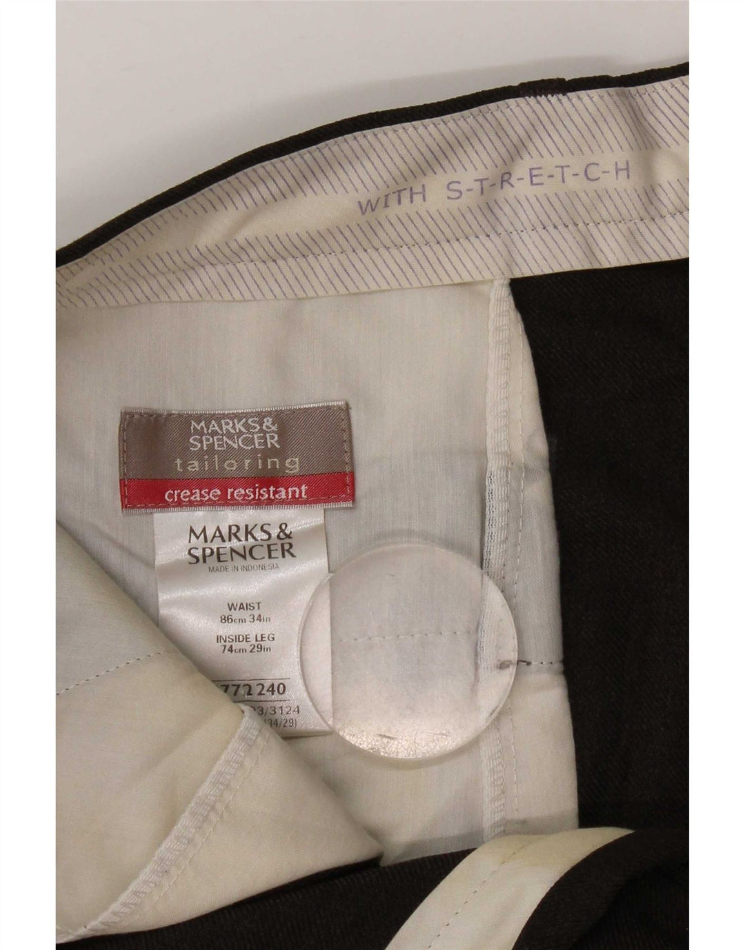Marks & Spencer Straight Chino-bukser til mænd W34 L29 brun polyester