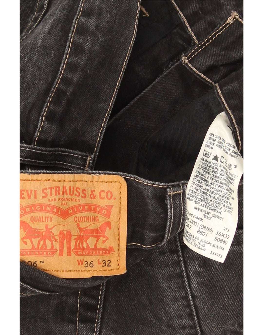 Levi's Herre 506 Straight Jeans W36 L32 Sort
