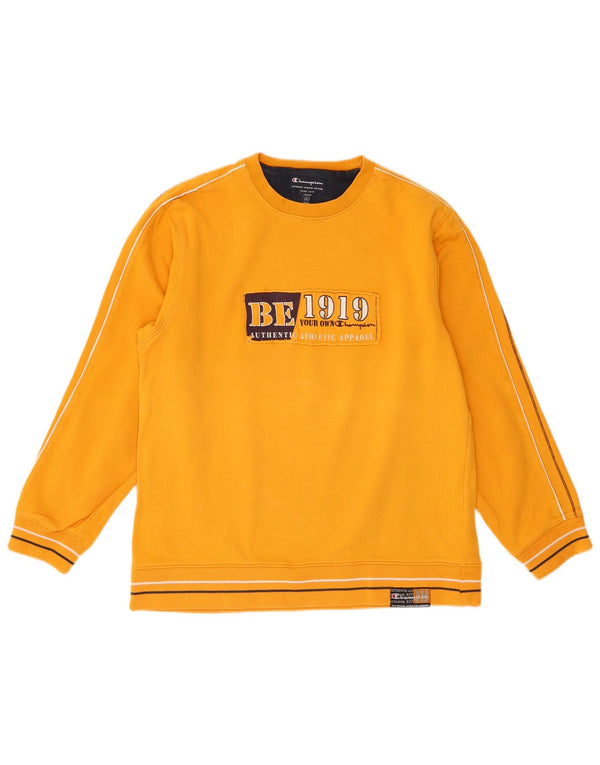 Champion Boys Grafisk Sweatshirt Jumper 13-14 år XL Gul Bomuld