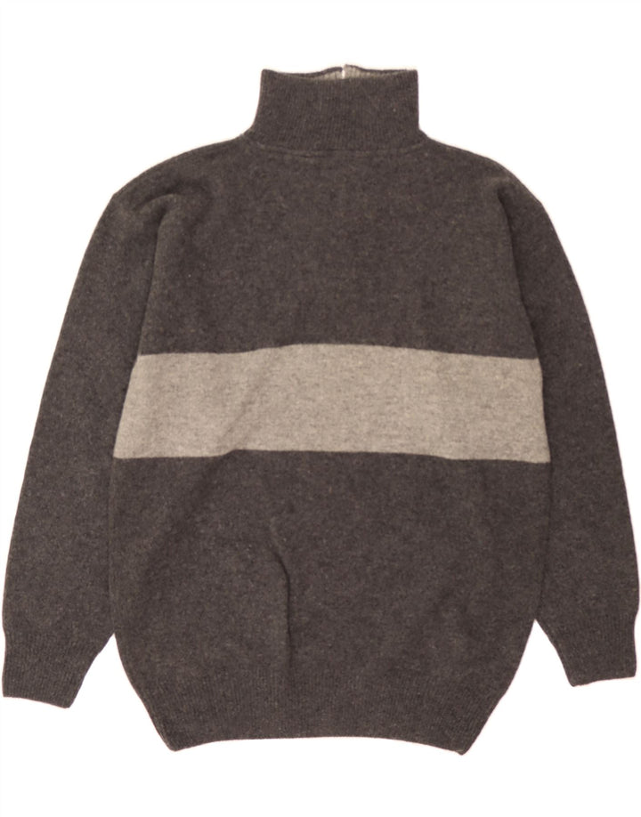 ROVER&LAKES Mens Zip Neck Jumper Sweater IT 52 Large Grey Colourblock Vintage Rover&Lakes and Second-Hand Rover&Lakes from Messina Hembry 