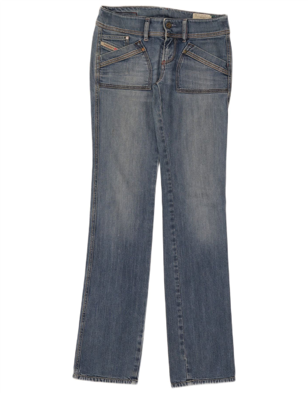 DIESEL Dame Reckfly Straight Jeans W27 L34 Blå Bomuld