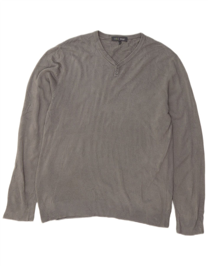 Marks & Spencer Herre V-hals sweater Stor Grå Akryl