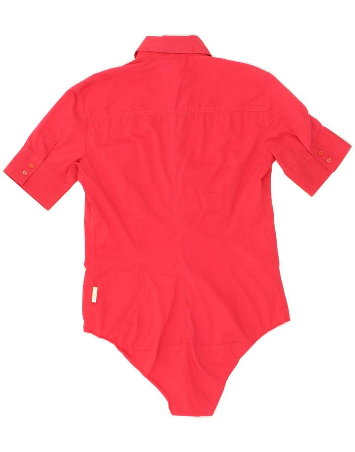 TRUSSARDI Womens Bodysuit UK 10 Small Pink Cotton Vintage Trussardi and Second-Hand Trussardi from Messina Hembry 