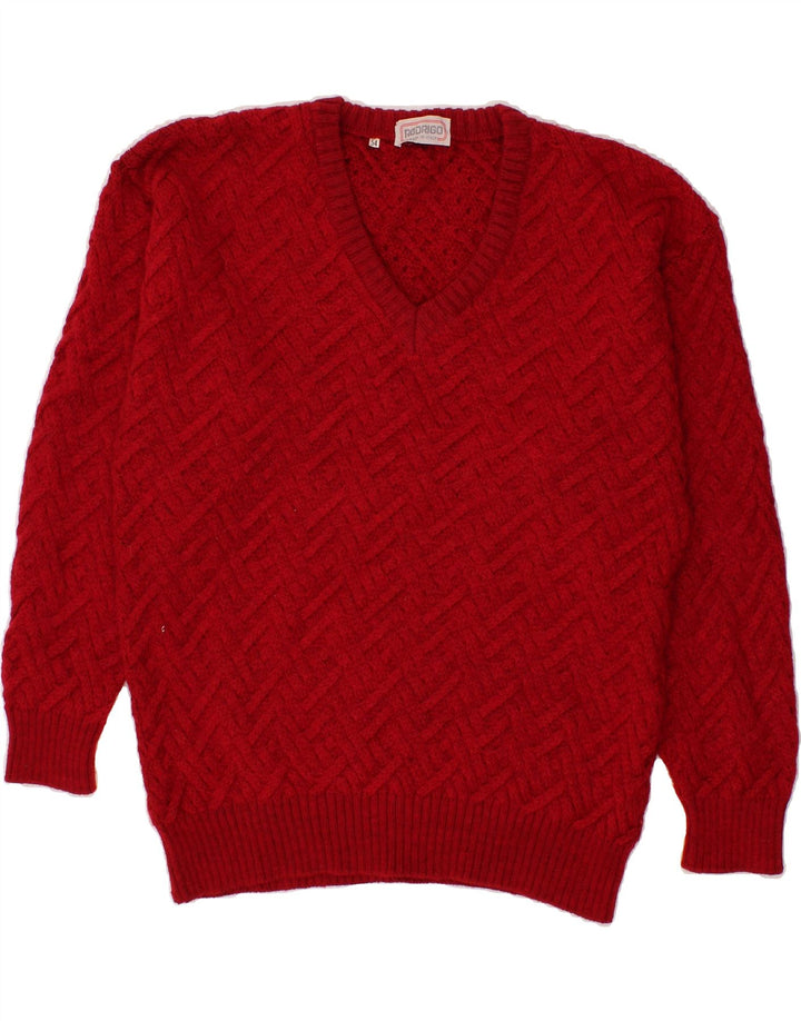 RODRIGO Womens V-Neck Jumper Sweater IT 54 2XL Red Acrylic Vintage Rodrigo and Second-Hand Rodrigo from Messina Hembry 