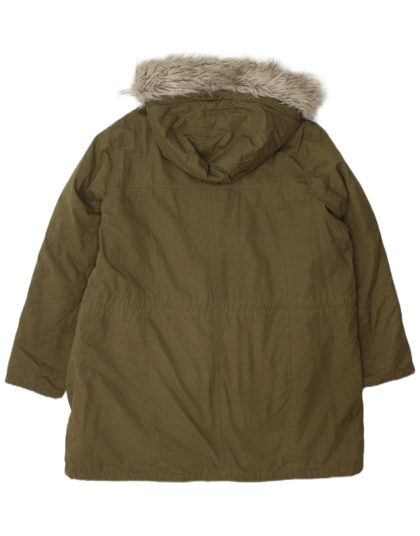 Marks & Spencer Dame hætteparkajakke UK 18 XL Khaki Polyester