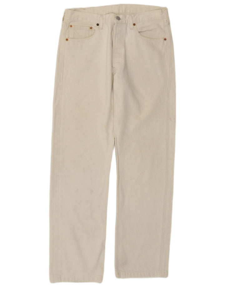 Levi's Herre 501 Straight Jeans W34 L31 Hvid Bomuld