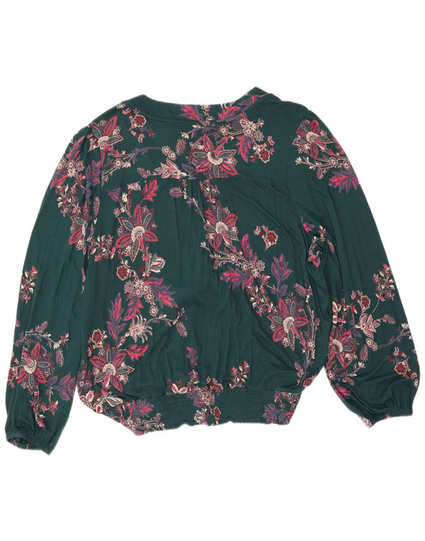 Fat Face Womens Long Sleeve Blouse Top UK 22 3XL Green Floral Viscose