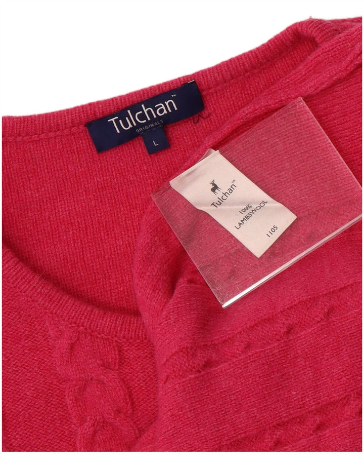 TULCHAN Dame Cardigan Sweater UK 16 Large Pink Lammeuld