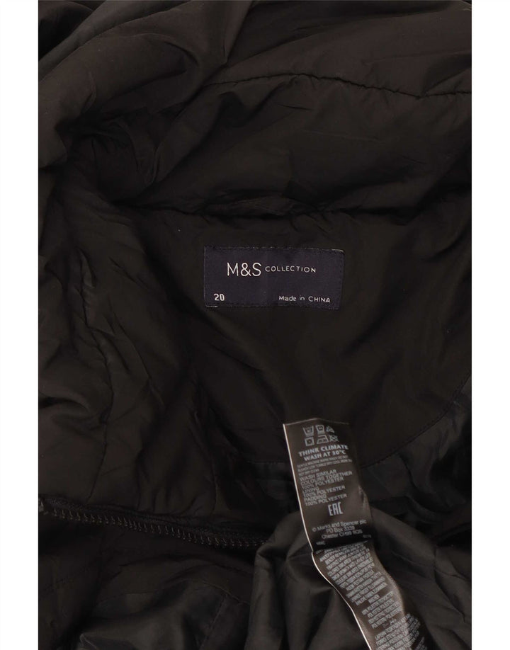 Marks & Spencer Polstret frakke med hætte til kvinder UK 20 2XL Sort polyester