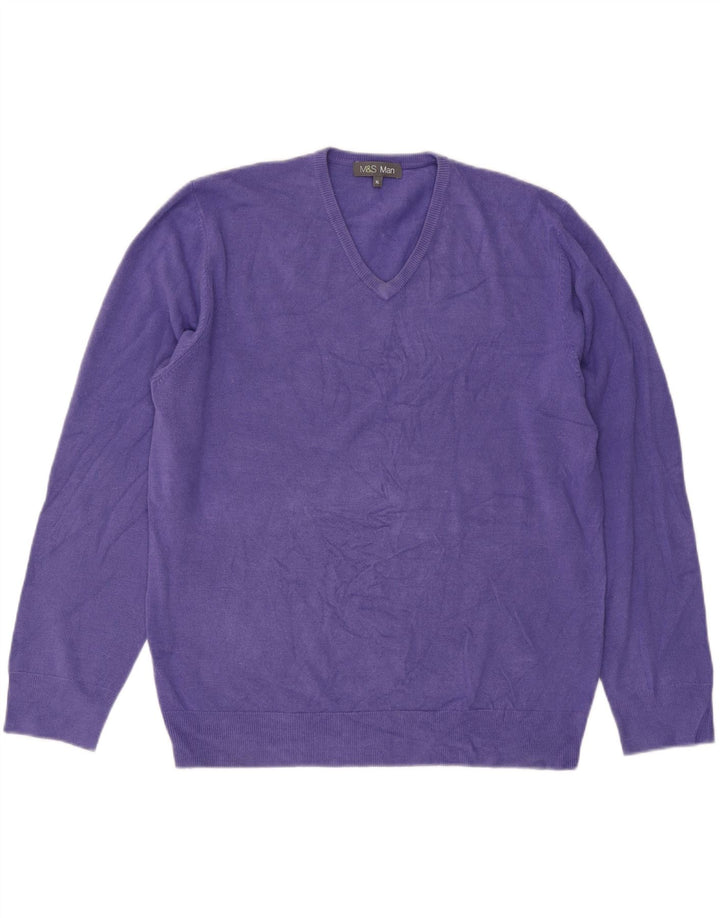 Marks & Spencer Herre V-hals sweater XL Lilla Akryl