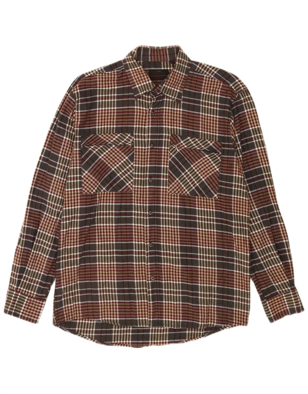 European Project Herre flannelskjorte Medium brun ternet bomuld