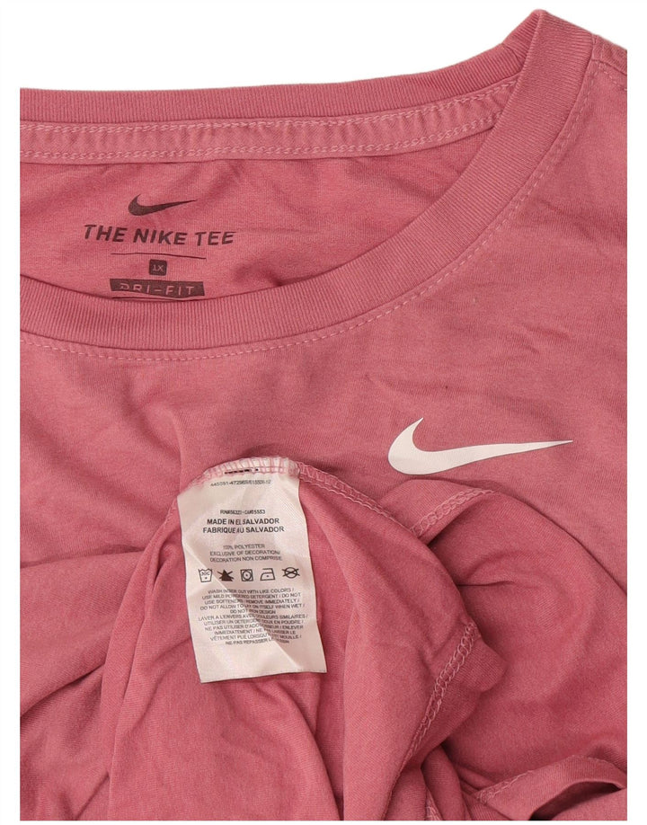 NIKE Dame Dri Fit T-Shirt Top UK 18 XL Pink Polyester