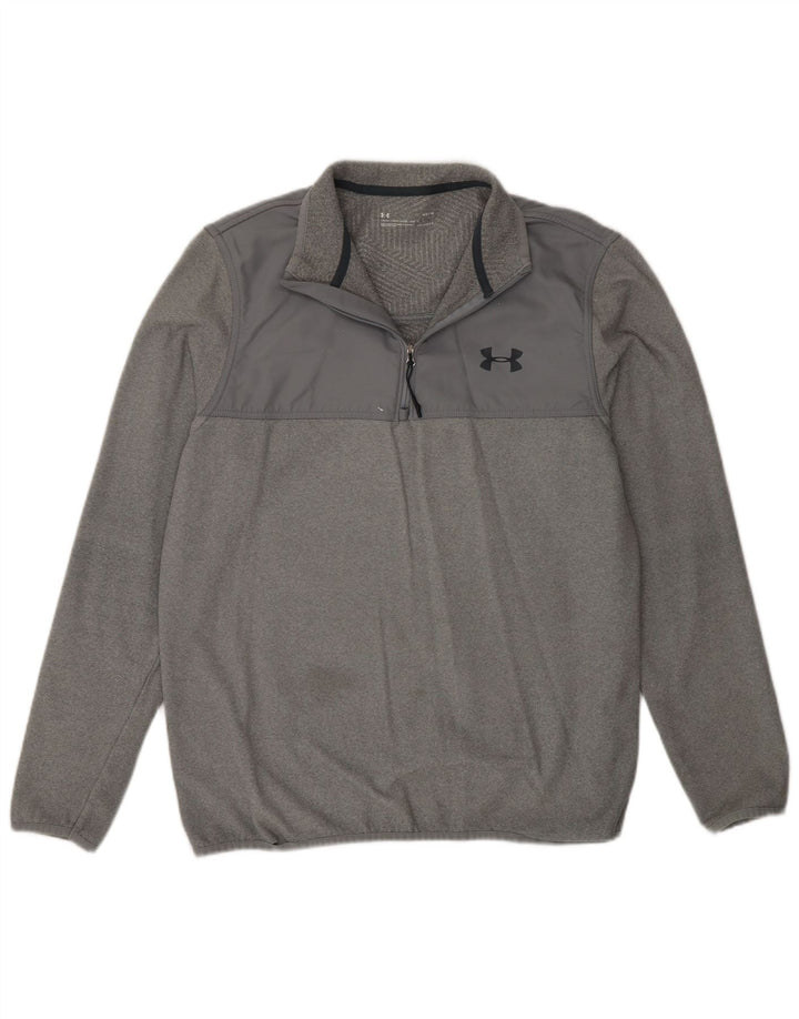 Under Armour Herre Cold Gear Zip Neck Pullover Træningsdragt Top Medium Grey