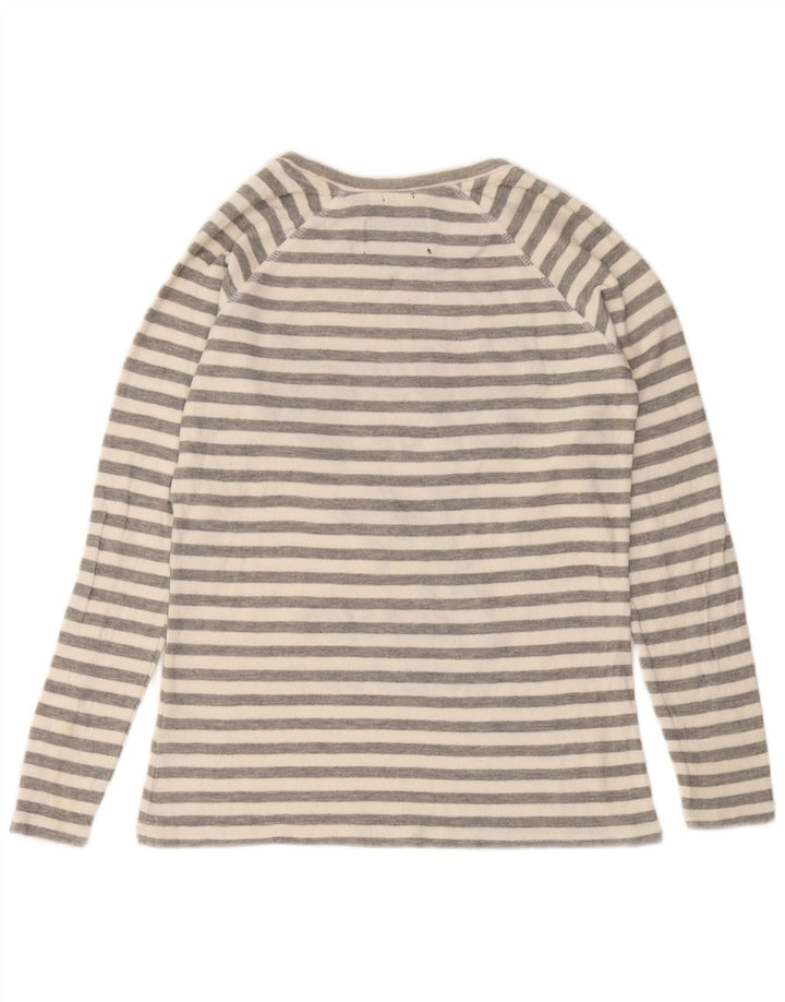 Superdry grafisk top langærmet til kvinder UK 10 Lille grå stribet bomuld