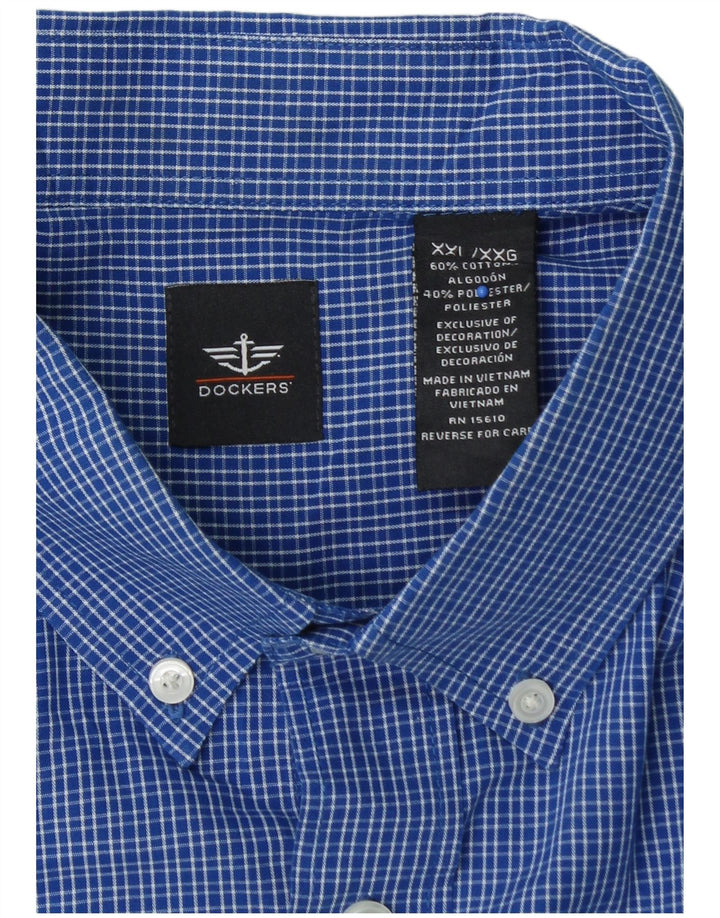 DOCKERS Mens Shirt 2XL Blue Check Cotton