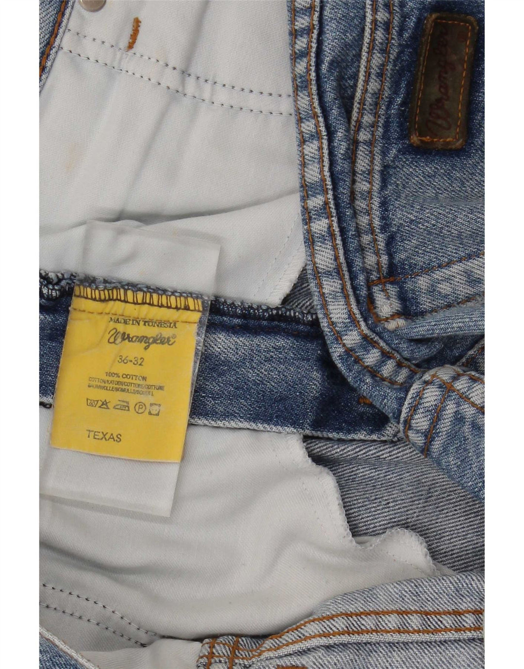 Wrangler Herre Texas Distressed Straight Jeans W36 L32 Blå Bomuld
