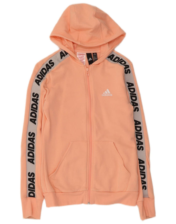 Adidas piger grafisk hættetrøje med lynlås 13-14 år Pink Colourblock Bomuld