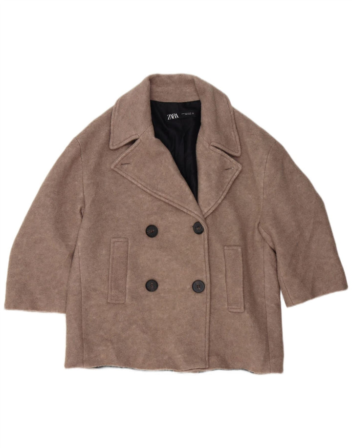 ZARA Dame Oversized Pea Coat UK 14 Medium Grey