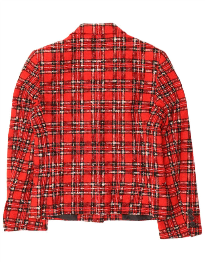 Momenti Dame 3-knaps blazerjakke IT 40 Lille rød plaiduld