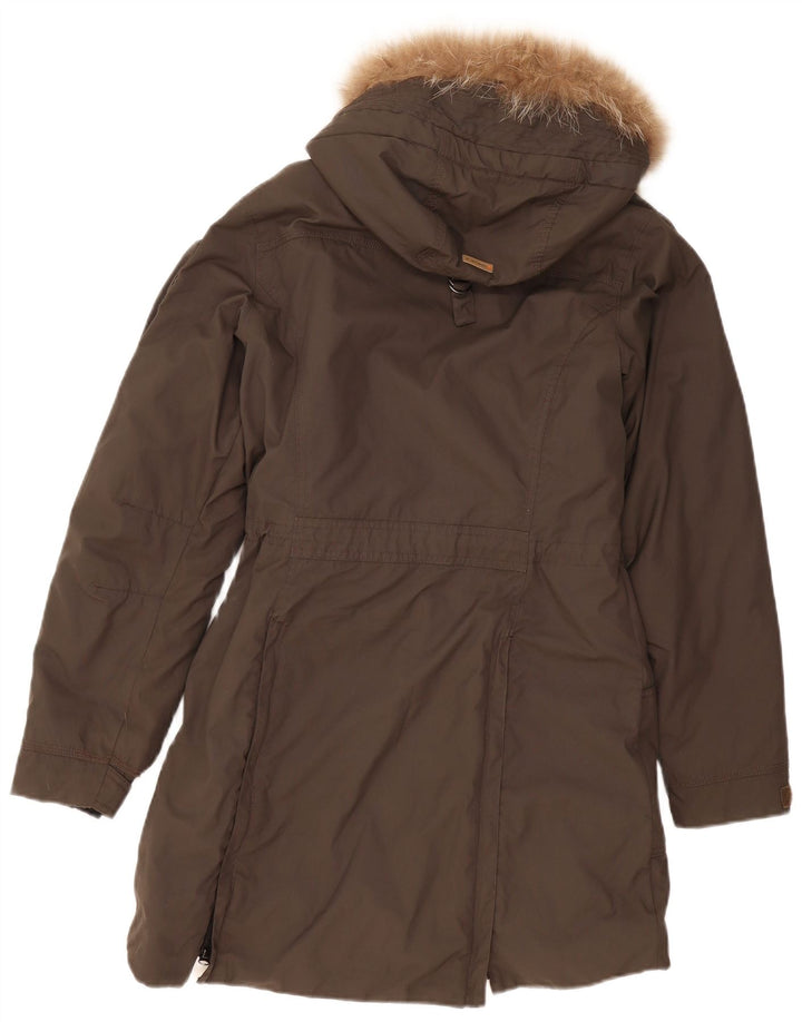 Icepeak Dame Hætte Oversized Polstret Frakke EU 36 Small Khaki Polyamid