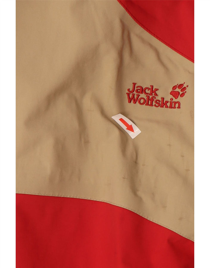 Jack Wolfskin Dame Loose Fit Regnjakke UK 12 Medium Red Colourblock
