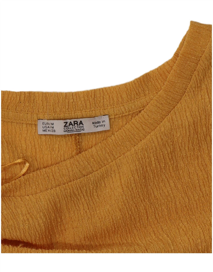 ZARA Womens Long Sleeve Blouse Top UK 14 Medium Yellow