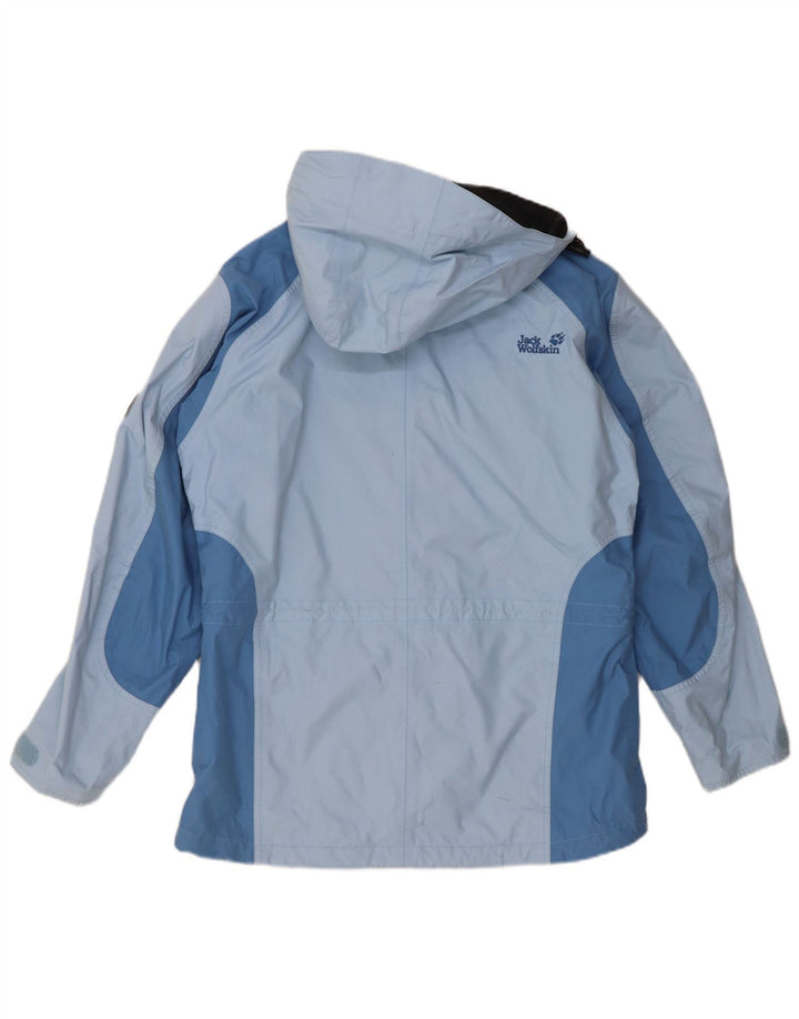 Jack Wolfskin Dame Hætte Regnjakke UK 12 Medium Blue Polyamide