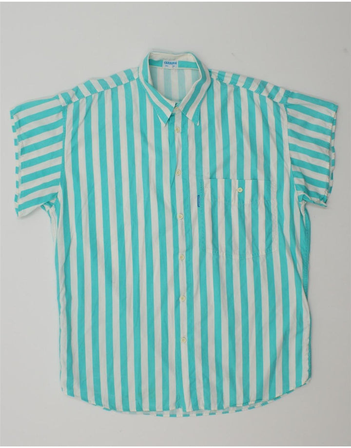 Carrera kortærmet herreskjorte mellemblå stribet