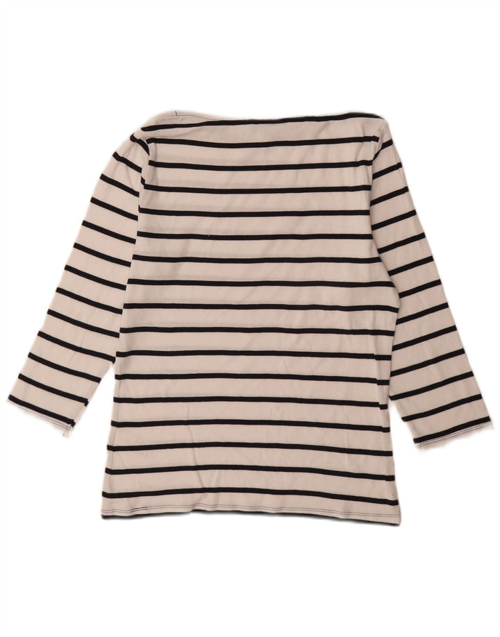 Marks & Spencer Dame Top 3/4 ærmer UK 12 Mellem hvid stribet bomuld