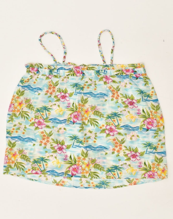 BENETTON Girls Cami Top 11-12 Years  Blue Floral Cotton | Vintage Benetton | Thrift | Second-Hand Benetton | Used Clothing | Messina Hembry 