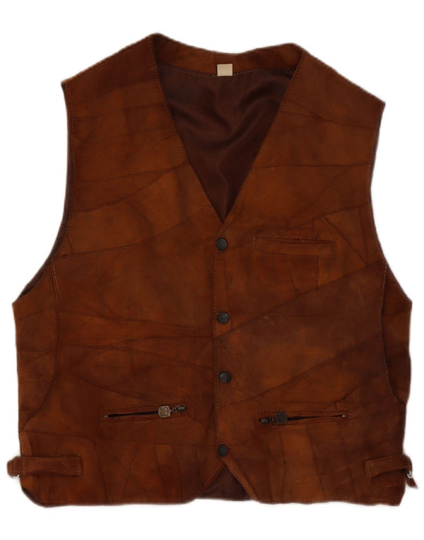 Vintage herre ruskind vest Stor brun patchwork læder