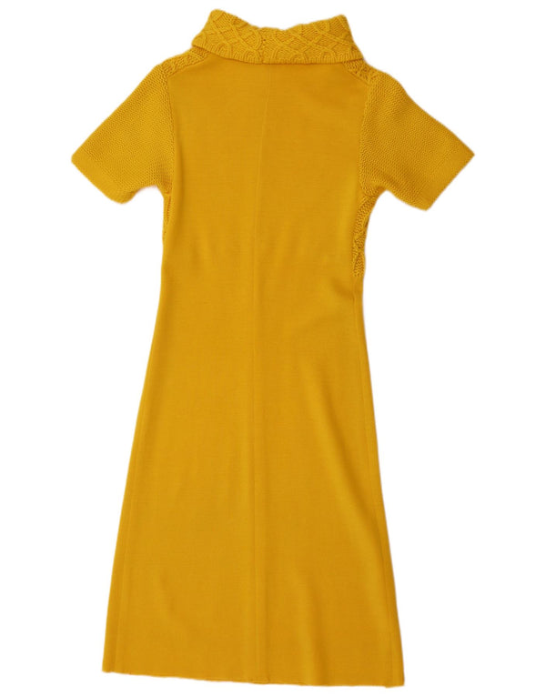 Vintage Dame Kortærmede Jumper Dress UK 10 Lille Gul