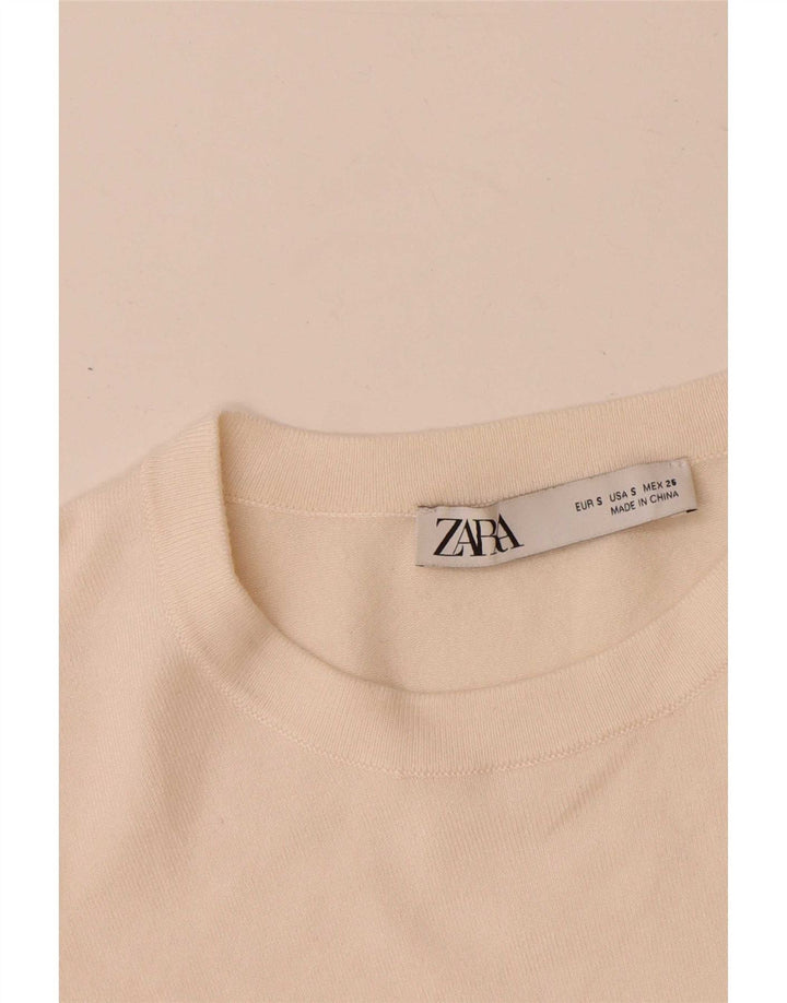 Zara Dame Boat Neck Jumper Sweater UK 10 Small White