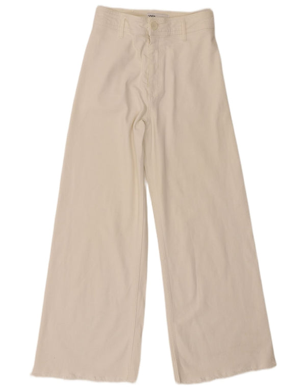 Zara Womens High Waist Wide Leg Casual Trousers EU 38 Small W28 L28 White