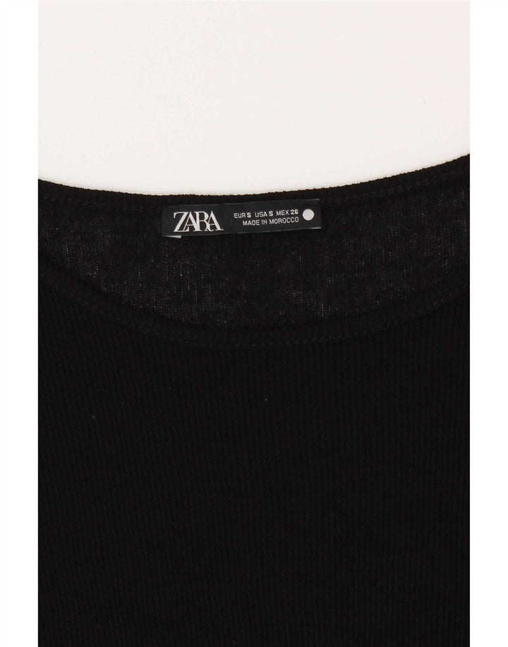 Zara Dame T-Shirt Top UK 10 Lille Sort