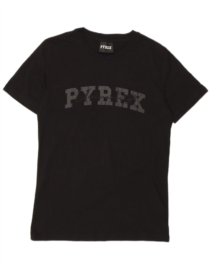 PYREX Mens Graphic T-Shirt Top XS Black Cotton