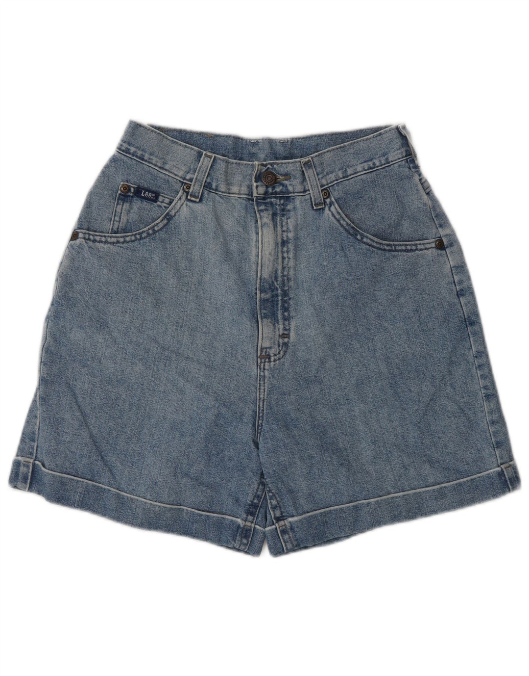 Lee Womens High Waist Denim Shorts US 10 Large W27 Blue Classic