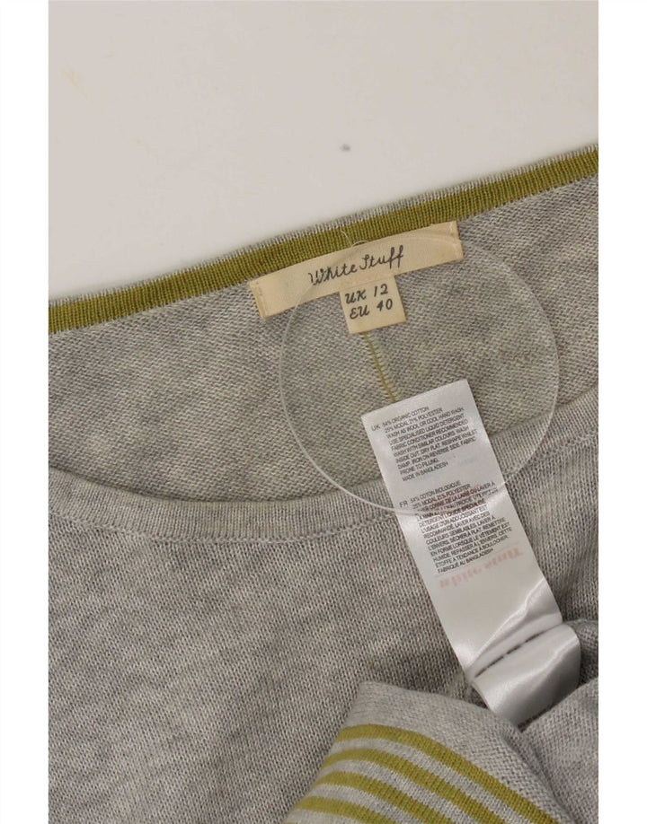 White Stuff Dame Boat Neck Jumper Sweater UK 12 Medium Grey Colourblock