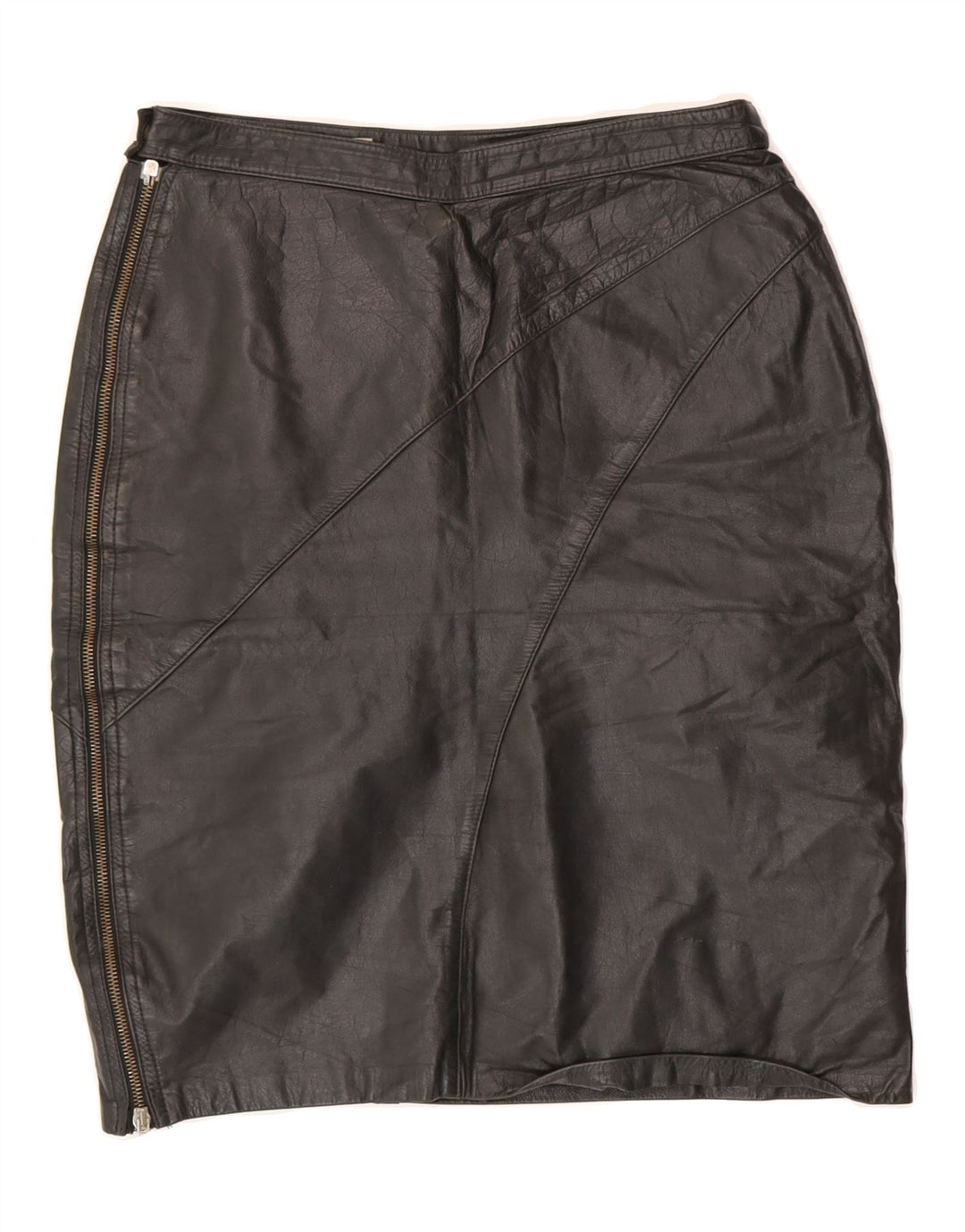 VINTAGE Womens Leather Skirt W28 Medium  Black Vintage Vintage and Second-Hand Vintage from Messina Hembry 
