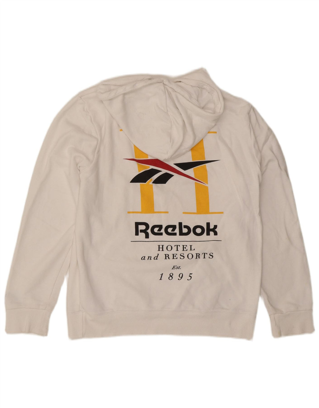 REEBOK Mens Graphic Hoodie Jumper Medium White Cotton