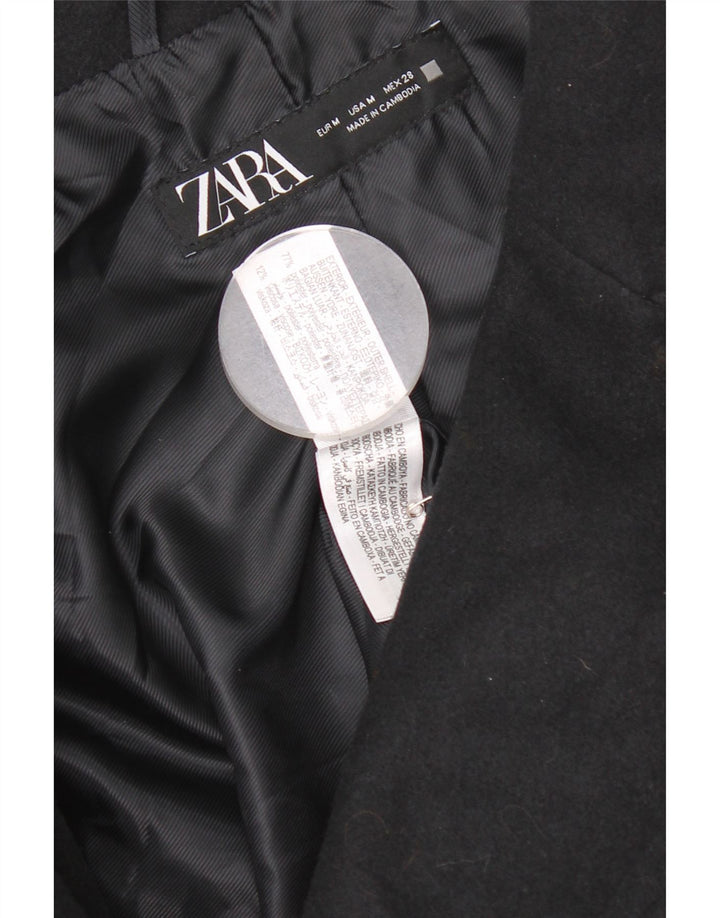 Zara Dame Oversized Pea Coat UK 14 Medium Navy Blue Polyester