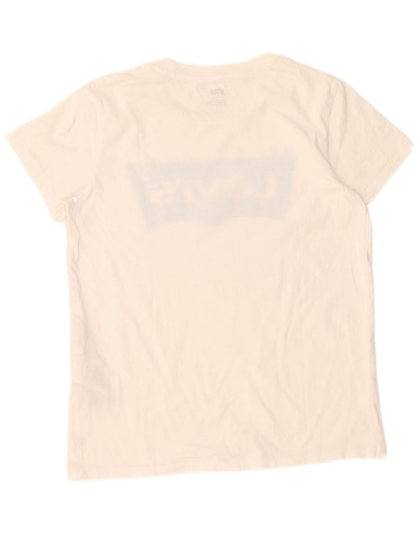 Levi's Grafisk T-shirt top til kvinder UK 12 Medium hvid bomuld