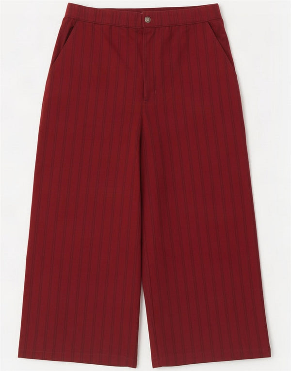 Hollister Womens High Waist Cropped Trousers XL W36 L22 Burgundy Pinstripe