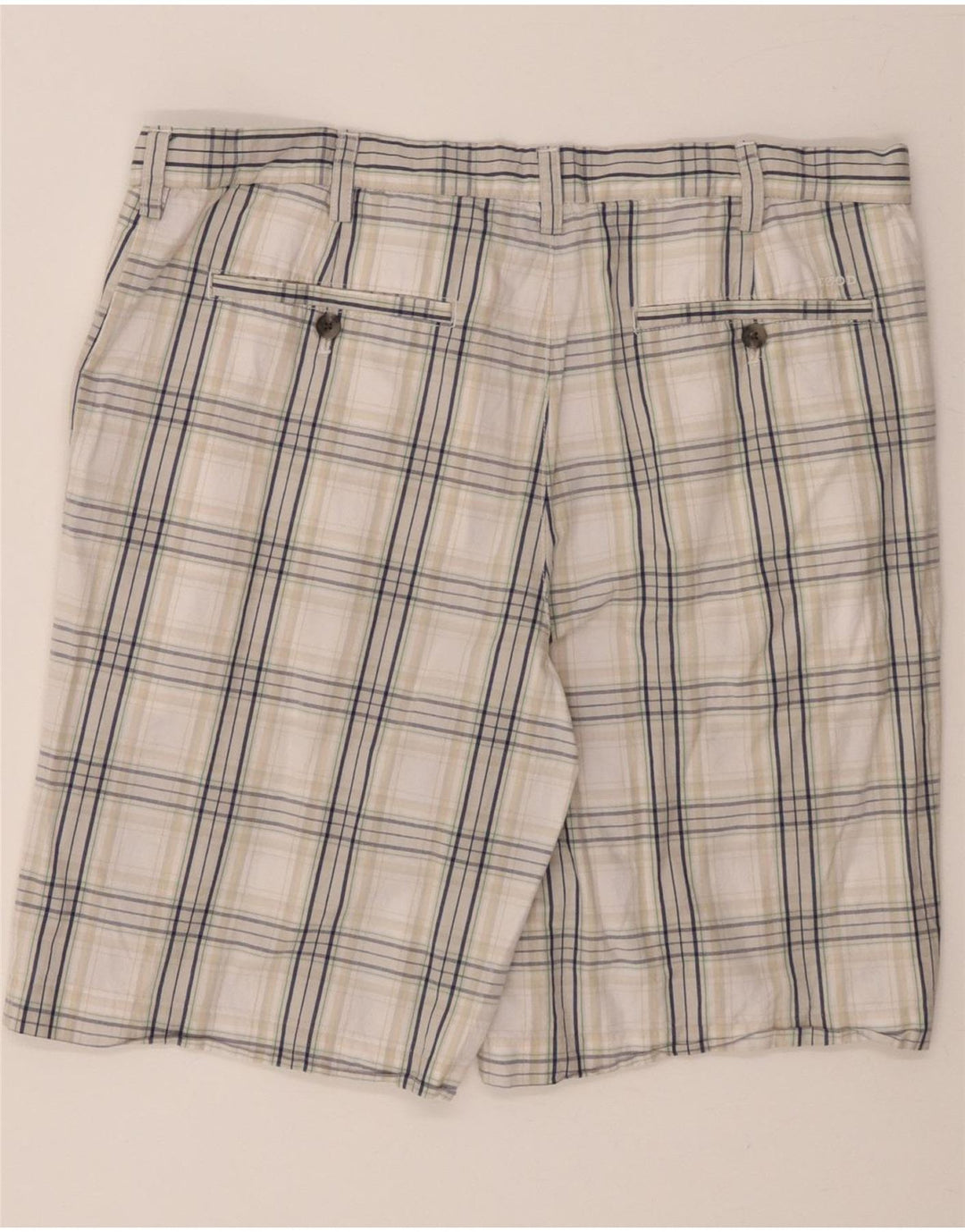 IZOD Mens Chino Shorts W38 XL White Check Cotton Vintage Izod and Second-Hand Izod from Messina Hembry 