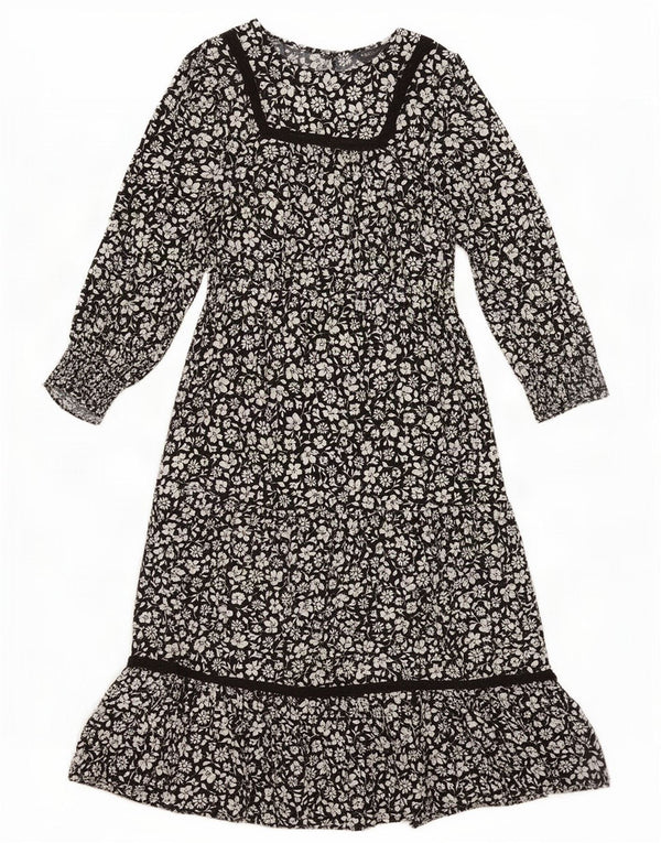 Marks & Spencer Dame 3/4-ærmet Maxikjole UK 14 Medium Black Floral