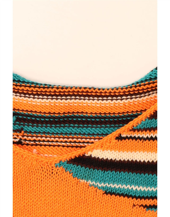 VINTAGE Dame Jumper Dress UK 12 Medium Orange Stribet